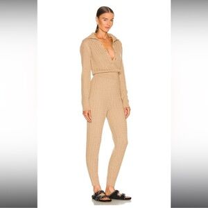 Cable knit jumpsuit NWOT wool blend tan size small